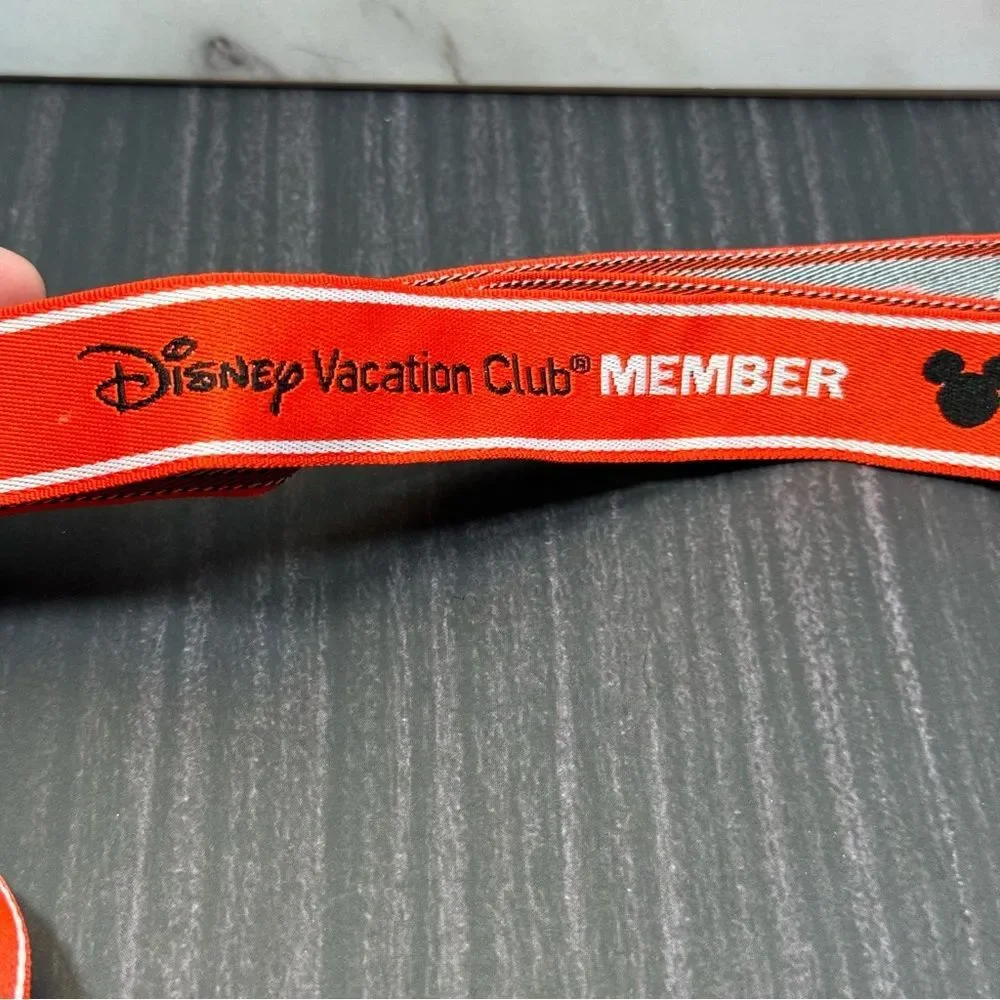 2 Red Disney Vacation Club Member Adjustable Lanyards w/ Plastic Cards Holders